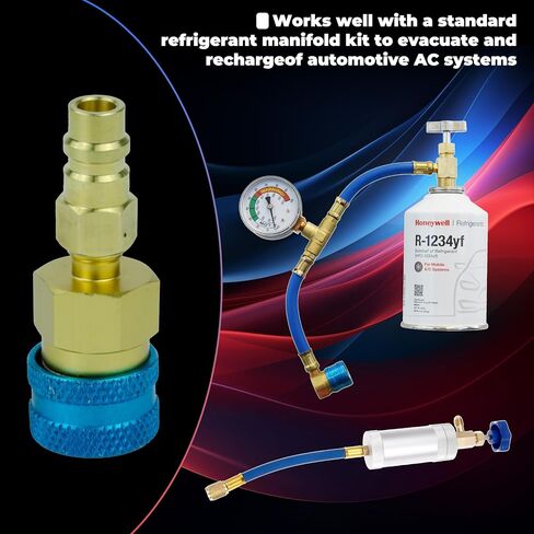 R134a to R1234yf Quick Coupler Adapter, Car Refrigerant Adapter Kit, High and Low Pressure Fittings for Evacuation and Recharging of R1234yf Automotive Air Conditioning Systems, Set of 2 in Saudi Arabia