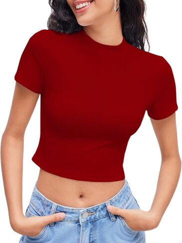 Cider Womens قصيرة الأكمام قمصان الصيف محصول المحاصيل Crewneck t Shirt Tees Basic Baby Tees Out Tops Slim Fit Y2K ملابس in Saudi Arabia