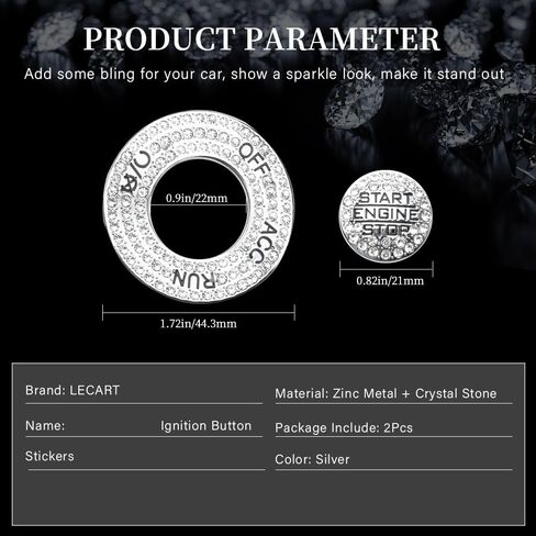 LECART Bling Car Accessories Fit for Jeep Wrangler JL Gladiator JT 2025 2024 2023 2022 2021 2020 Auto Interior Stylish Decoration Glitter Metal Knob Covers Decal Caps 6 Pack in Saudi Arabia