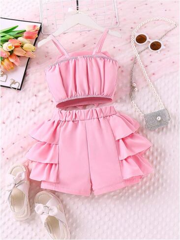 WDIRARA TODDLER GIRL's 2 قطعة من قطعة BOWKNOT PEARL CROP TOP و STROSS SLITES CHELLED in Saudi Arabia