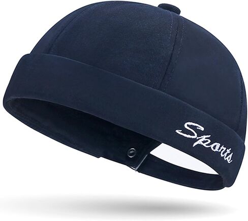 Men's Docker Cap Rolled Cuff Retro Beanie Brimless Hats for Men Adjustable Flip Sailor Skullcap in Saudi Arabia