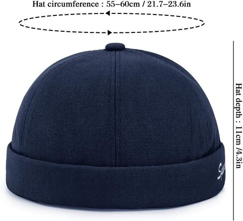 Men's Docker Cap Rolled Cuff Retro Beanie Brimless Hats for Men Adjustable Flip Sailor Skullcap in Saudi Arabia