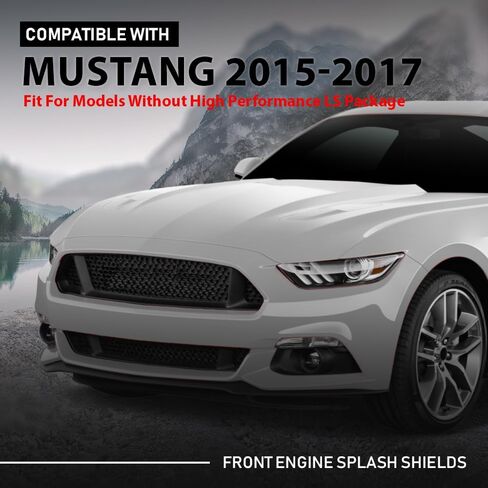 Allgood Front Engine Splash Shield Black PP متوافق مع Ford Mustang EcoBoost GT Premium V6 2015-2017 FR3Z17626B ، FO1228144 in Kuwait