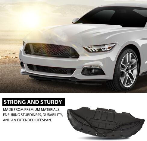 Allgood Front Engine Splash Shield Black PP متوافق مع Ford Mustang EcoBoost GT Premium V6 2015-2017 FR3Z17626B ، FO1228144 in Kuwait