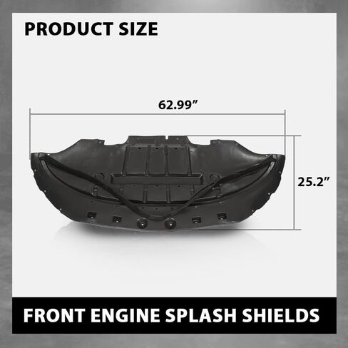 Allgood Front Engine Splash Shield Black PP متوافق مع Ford Mustang EcoBoost GT Premium V6 2015-2017 FR3Z17626B ، FO1228144 in Kuwait