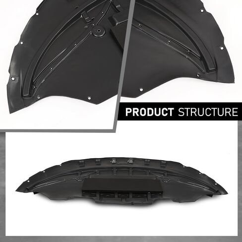 Allgood Front Engine Splash Shield Black PP متوافق مع Ford Mustang EcoBoost GT Premium V6 2015-2017 FR3Z17626B ، FO1228144 in Kuwait