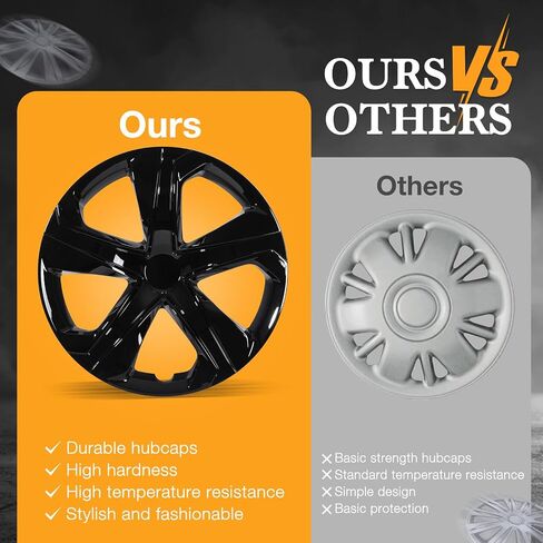 16 "HUBCAPS لعجلات 2016-2024 Honda Civic Steel عجلات-مجموعة من 4 ، التصميم المفاجئ ، أغطية حافة عجلة ورنيش أسود ، مواد ABS & PC ، ورنيش أسود مقاس 16 بوصة 4 عبوات in Saudi Arabia