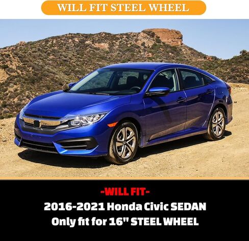 16 "HUBCAPS لعجلات 2016-2024 Honda Civic Steel عجلات-مجموعة من 4 ، التصميم المفاجئ ، أغطية حافة عجلة ورنيش أسود ، مواد ABS & PC ، ورنيش أسود مقاس 16 بوصة 4 عبوات in Saudi Arabia