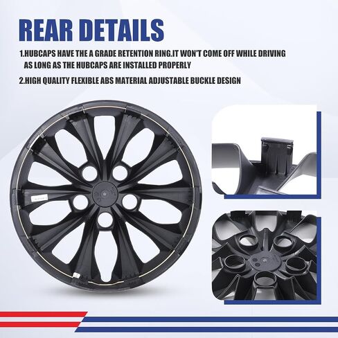 Wolfx 16 Inch Hubcaps مجموعة من غطاء حافة من 4 عجلة لتويوتا كامري (شملت هجين) 2015-2017 (فقط مناسبة لمركز الصلب) استبدال غطاء محور عجلة PP ، (W5114 ، ورنيش) in Kuwait