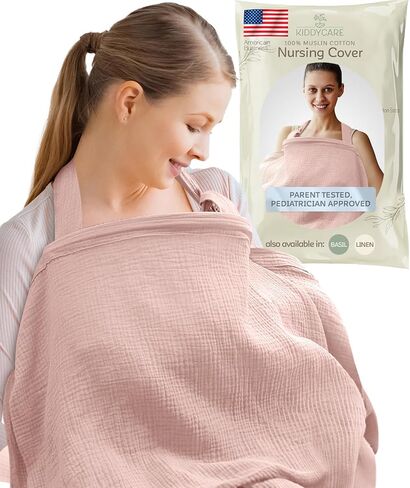 Kiddycare Nursing Cover, Muslin Cotton Privacy Nursing Covers, Gentle on Baby's Skin, Discreet Breastfeeding Covers for Nursing Moms, Breathable Nursing Cover Up for Breastfeeding Essentials (Rose) in Saudi Arabia