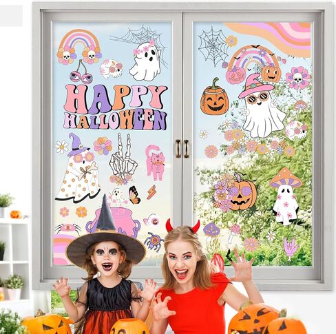 Kreatwow Halloween Dog Party Decorations 6pcs Halloween Pet Dog Window Clings Halloween Window Sticker Window Decal Halloween Home Decoration Double-Printed Pet Dog Pumpkin Bat Sticker for Home Party in Saudi Arabia