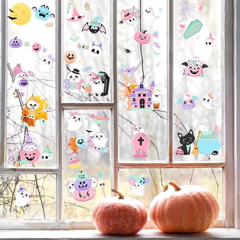 Kreatwow Halloween Dog Party Decorations 6pcs Halloween Pet Dog Window Clings Halloween Window Sticker Window Decal Halloween Home Decoration Double-Printed Pet Dog Pumpkin Bat Sticker for Home Party in Saudi Arabia