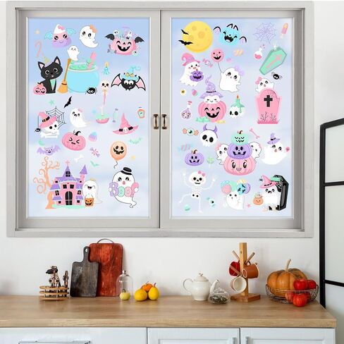 Kreatwow Halloween Dog Party Decorations 6pcs Halloween Pet Dog Window Clings Halloween Window Sticker Window Decal Halloween Home Decoration Double-Printed Pet Dog Pumpkin Bat Sticker for Home Party in Saudi Arabia