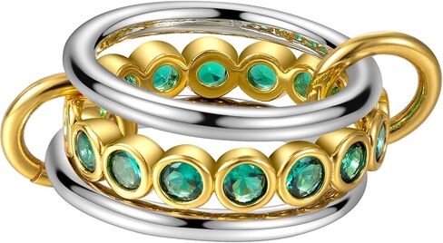 Stackable Rings for Women Interlocked Stackable Ring Gold Band With Emeralds Ring 18k Gold Plated Interlocked Stackable Ring for Women Gold And Silver Rings Engagement Gold Gift for Mother in Saudi Arabia
