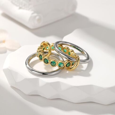 Stackable Rings for Women Interlocked Stackable Ring Gold Band With Emeralds Ring 18k Gold Plated Interlocked Stackable Ring for Women Gold And Silver Rings Engagement Gold Gift for Mother in Saudi Arabia