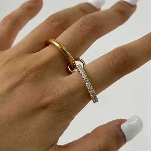 18K Gold & Silver Plated Interlocked Stackable Rings for Women,Statement Mixed Metals Multi Ring Stack- Chunky Thumb-Knuckle Band-Connected Bands Stacking Jewelry Gift-Dainty Pinky Wedding Bands-Interlocked Multi-Finger Design in Saudi Arabia