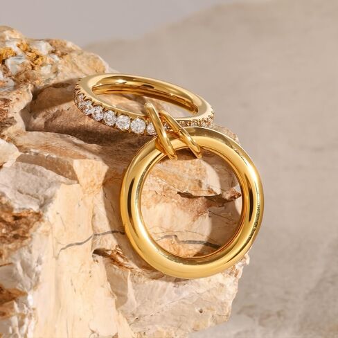 18K Gold & Silver Plated Interlocked Stackable Rings for Women,Statement Mixed Metals Multi Ring Stack- Chunky Thumb-Knuckle Band-Connected Bands Stacking Jewelry Gift-Dainty Pinky Wedding Bands-Interlocked Multi-Finger Design in Saudi Arabia