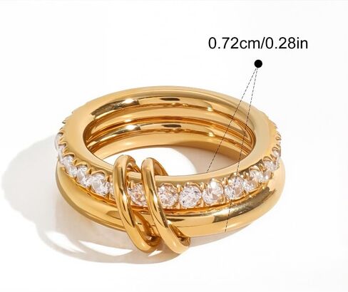 18K Gold & Silver Plated Interlocked Stackable Rings for Women,Statement Mixed Metals Multi Ring Stack- Chunky Thumb-Knuckle Band-Connected Bands Stacking Jewelry Gift-Dainty Pinky Wedding Bands-Interlocked Multi-Finger Design in Saudi Arabia