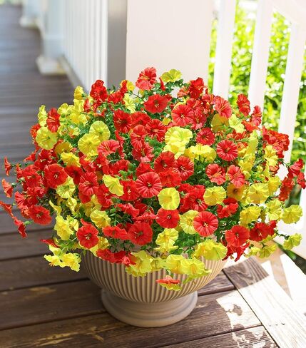 Artificial Plants for Outdoors Outside Spring Summer Decoration, 12 Bundles Faux Eucalyptus Leaves Stems Bulk Fake Greenery Branches Look Real UV Resistant for Home Porch Patio Planter Yard in Kuwait