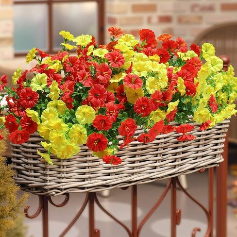 Artificial Plants for Outdoors Outside Spring Summer Decoration, 12 Bundles Faux Eucalyptus Leaves Stems Bulk Fake Greenery Branches Look Real UV Resistant for Home Porch Patio Planter Yard in Kuwait