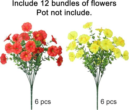 Artificial Plants for Outdoors Outside Spring Summer Decoration, 12 Bundles Faux Eucalyptus Leaves Stems Bulk Fake Greenery Branches Look Real UV Resistant for Home Porch Patio Planter Yard in Kuwait