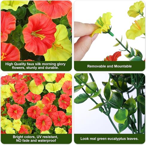 Artificial Plants for Outdoors Outside Spring Summer Decoration, 12 Bundles Faux Eucalyptus Leaves Stems Bulk Fake Greenery Branches Look Real UV Resistant for Home Porch Patio Planter Yard in Kuwait