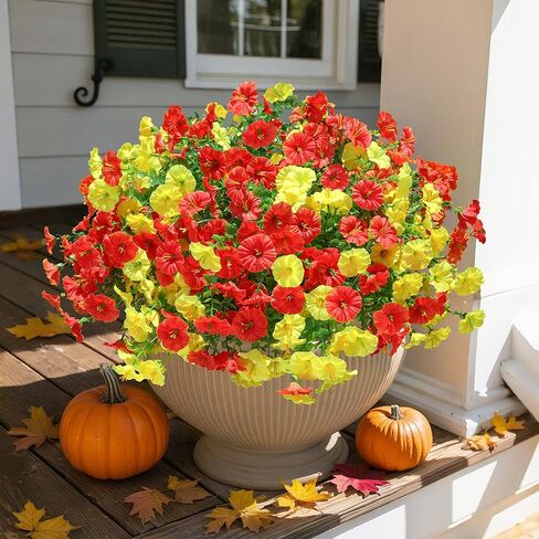 Artificial Plants for Outdoors Outside Spring Summer Decoration, 12 Bundles Faux Eucalyptus Leaves Stems Bulk Fake Greenery Branches Look Real UV Resistant for Home Porch Patio Planter Yard in Kuwait