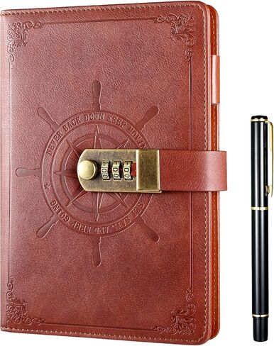 Kesote Black Journal with Lock, Refillable Faux Leather Lock Diary Notebook Planner Organizer with Pen, A5 College Ruled 210 Lined Pages Locking Journal Notebook in Kuwait