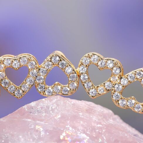 Heart Symbol Charm Link Bracelet for Women Cubic Zirconia Bangle Crystal Love Bracelet Jewelry Anniversary Jewelry Christmas Birthday Gifts for Women Wife Girlfriend Her in Kuwait