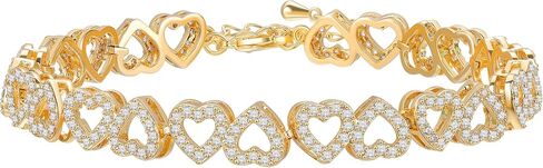 Heart Symbol Charm Link Bracelet for Women Cubic Zirconia Bangle Crystal Love Bracelet Jewelry Anniversary Jewelry Christmas Birthday Gifts for Women Wife Girlfriend Her in Kuwait