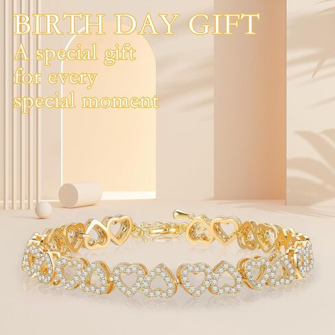 Heart Symbol Charm Link Bracelet for Women Cubic Zirconia Bangle Crystal Love Bracelet Jewelry Anniversary Jewelry Christmas Birthday Gifts for Women Wife Girlfriend Her in Kuwait