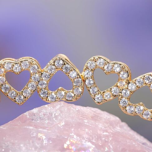 Heart Symbol Charm Link Bracelet for Women Cubic Zirconia Bangle Crystal Love Bracelet Jewelry Anniversary Jewelry Christmas Birthday Gifts for Women Wife Girlfriend Her in Kuwait