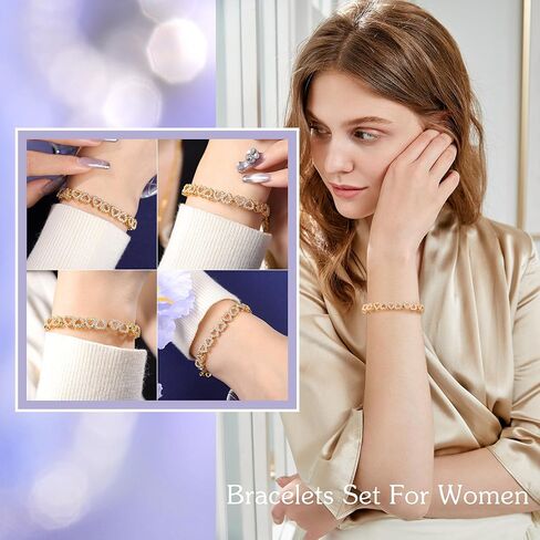 Heart Symbol Charm Link Bracelet for Women Cubic Zirconia Bangle Crystal Love Bracelet Jewelry Anniversary Jewelry Christmas Birthday Gifts for Women Wife Girlfriend Her in Kuwait