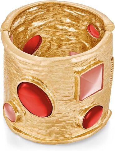 Woworama Matte Matte Gold Bangle Bangle Bangle for Women Blue Red Stone Stone Heavy Bold Bord Bracelet Vintage Gold Wide Hinglets Jewelry in Saudi Arabia