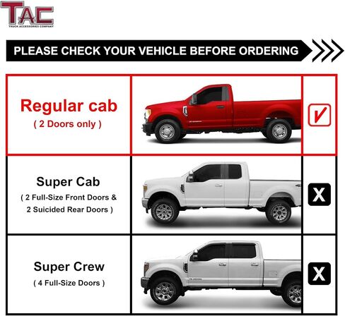 TAC Side Steps fit 1980-1996 Ford Bronco Full Size (97 HD Models Only) / Ford F-Series Regular Cab Pick Up (Incl. 97 HD) Pickup Truck 3" Black Side Bars Nerf Bars Step Rails Running Boards (2 Pieces) in Saudi Arabia
