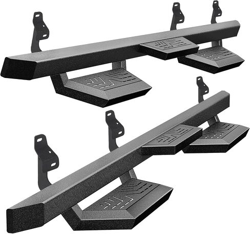 6 "لوحات تشغيل لعام 2015-2025 Ford F-150 Supercrew Cab 4-Doors 2017-2024 Ford F250 F350 Super Duty Crew Cable Black Carbon Steel Drop Step Step Rail Nerf Bars in Saudi Arabia