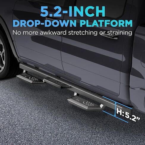 6 "لوحات تشغيل لعام 2015-2025 Ford F-150 Supercrew Cab 4-Doors 2017-2024 Ford F250 F350 Super Duty Crew Cable Black Carbon Steel Drop Step Step Rail Nerf Bars in Saudi Arabia