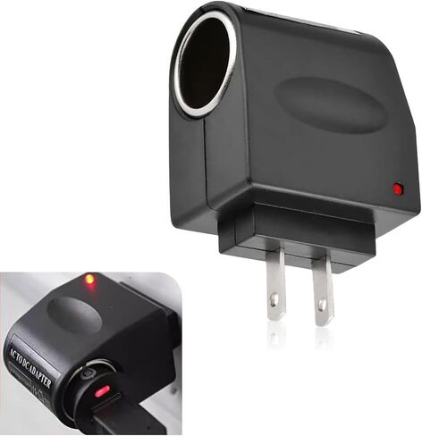 110V-220V AC to 12V DC Car Cigarette Lighter Power Converter, AC to DC Converter, Cigarette Lighter Adapter to Wall Plug, US Plug 500mA Vehicle Power Inverters, Universal for Most Cars (Black) in Saudi Arabia