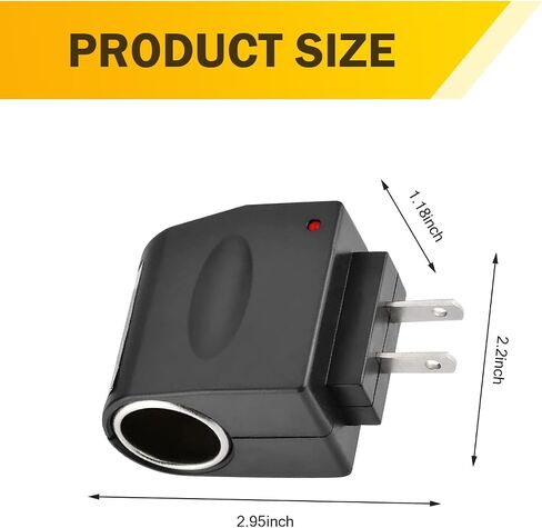 110V-220V AC to 12V DC Car Cigarette Lighter Power Converter, AC to DC Converter, Cigarette Lighter Adapter to Wall Plug, US Plug 500mA Vehicle Power Inverters, Universal for Most Cars (Black) in Saudi Arabia