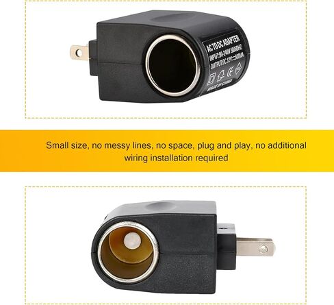 110V-220V AC to 12V DC Car Cigarette Lighter Power Converter, AC to DC Converter, Cigarette Lighter Adapter to Wall Plug, US Plug 500mA Vehicle Power Inverters, Universal for Most Cars (Black) in Saudi Arabia
