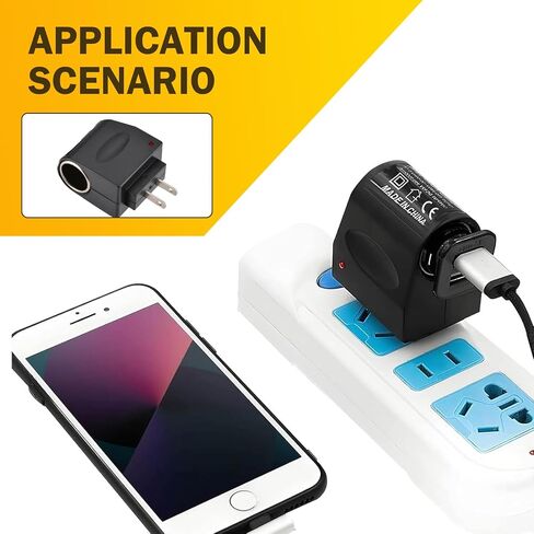 110V-220V AC to 12V DC Car Cigarette Lighter Power Converter, AC to DC Converter, Cigarette Lighter Adapter to Wall Plug, US Plug 500mA Vehicle Power Inverters, Universal for Most Cars (Black) in Saudi Arabia
