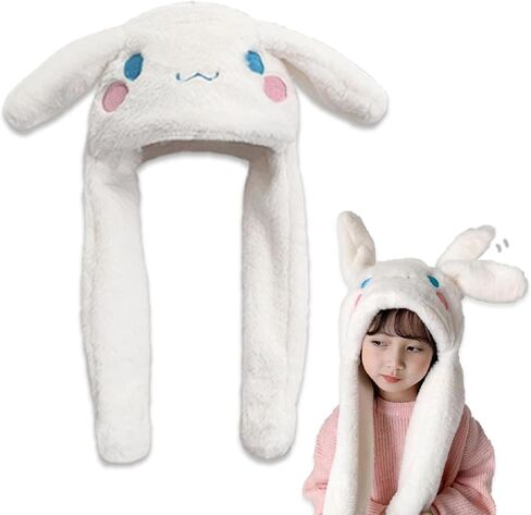 أنيمي Pochacco الأذن تتحرك القفز قبعة رقيق قبعة صغيرة لينة الدافئة الشتاء رئيس ارتداء القبعات لطيف للنساء أبيض وأسود in Kuwait