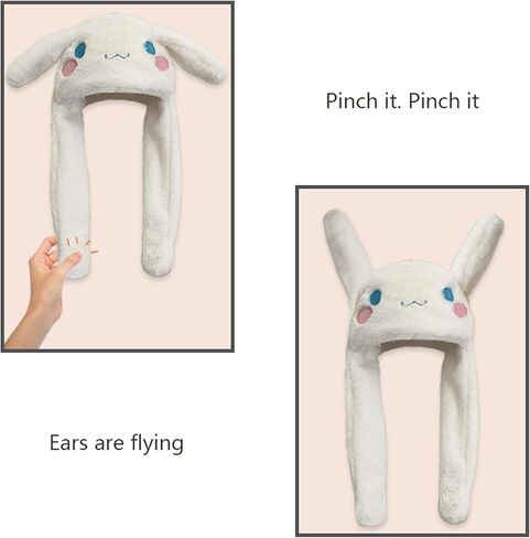أنيمي Pochacco الأذن تتحرك القفز قبعة رقيق قبعة صغيرة لينة الدافئة الشتاء رئيس ارتداء القبعات لطيف للنساء أبيض وأسود in Kuwait