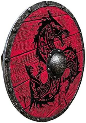 Thor Instruments Medieval Larp Warrior Wood & Steel Viking Round Shield Dragon Shield 30 "Rustic Vintage Home Decords Homes in Saudi Arabia