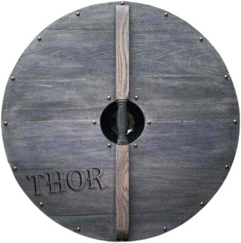 Thor Instruments Medieval Larp Warrior Wood & Steel Viking Round Shield Dragon Shield 30 "Rustic Vintage Home Decords Homes in Saudi Arabia