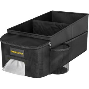 Mikkuppa Car Seat Organizer - منظم الراكب الأمامي والركاب الخلفي مع صندوق الأنسجة وحامل الكأس ، صندوق تخزين مقعد السيارة مع جيوب شبكية ، أساسيات رحلة على الطريق للأطفال in Kuwait