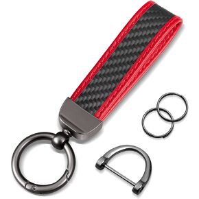 Real Carbon Fiber Car Keychain Minimalist Leather Edges Key Chain Holder Keychains Replacement Keychain Car Key Accessories in Kuwait