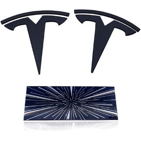 Tesla Model 3 Emblem Bundle Front Rear T Badge Matte Black Glossy Black Logo OEM Dual Motor Set Metal Decal Sticker with 3m Adhesive Highland (Matte Black) in Kuwait