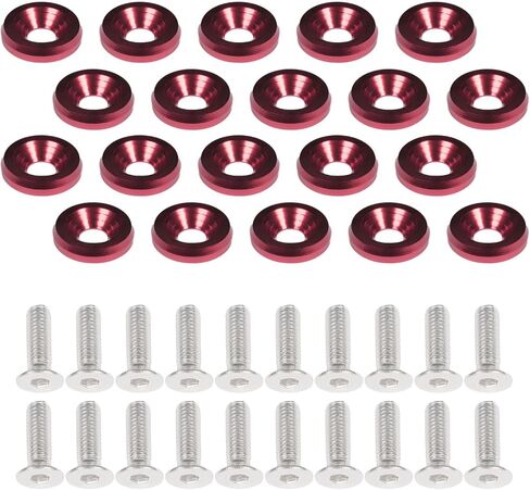 20pcs M6 × 20mm CNC غسالة الألومنيوم ومجموعة الترباس-السحابات 6 ألوان Bay Bay لللباس من أجل Fender ، المصد ، ألواح الجسم (أحمر) in Kuwait