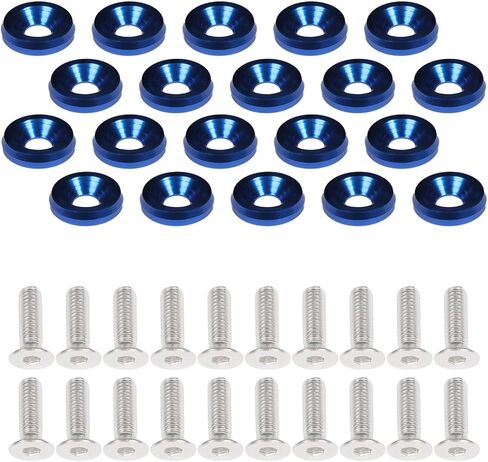 20pcs M6 × 20mm CNC غسالة الألومنيوم ومجموعة الترباس-السحابات 6 ألوان Bay Bay لللباس من أجل Fender ، المصد ، ألواح الجسم (أحمر) in Kuwait